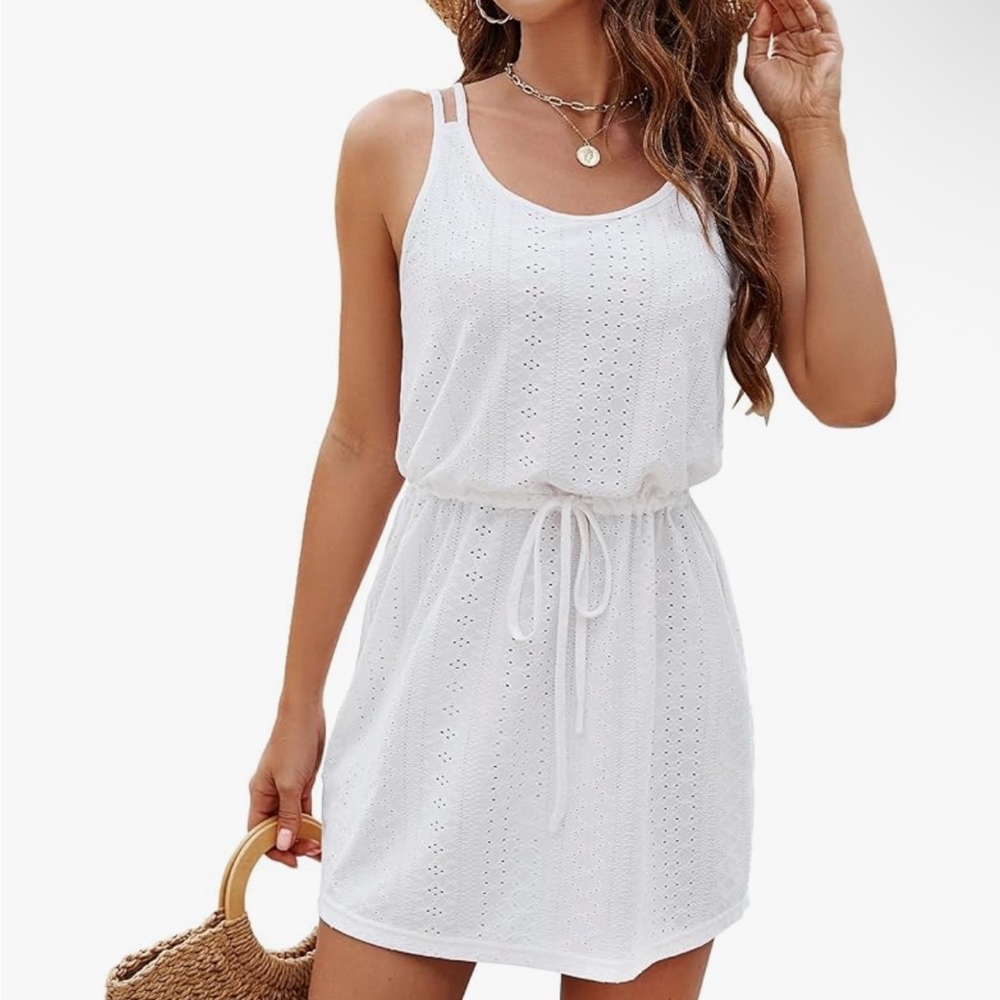 White Eyelet Mini Pool/Beach Coverup Dress